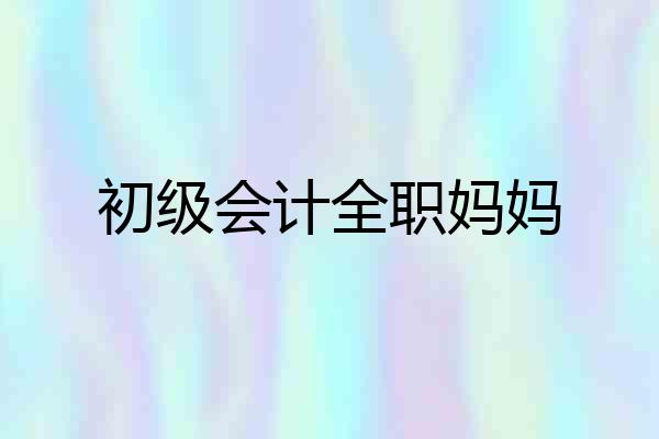 初级会计全职妈妈