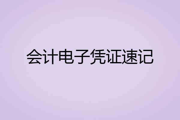 会计电子凭证速记