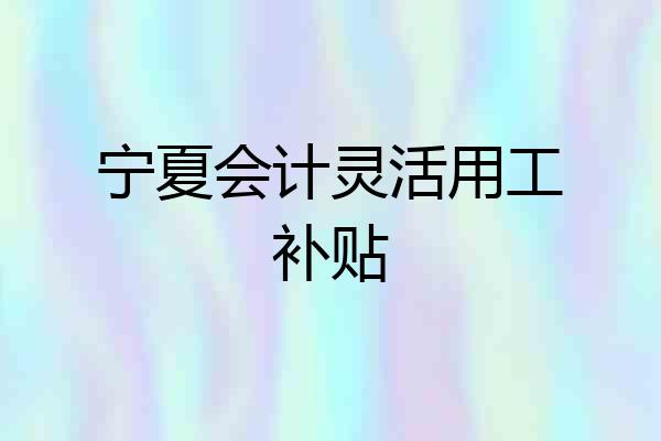 宁夏会计灵活用工补贴