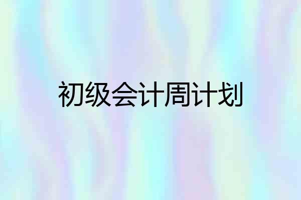 初级会计周计划