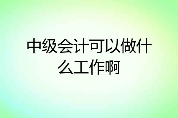 中级会计可以做什么工作啊