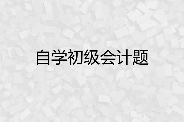 自学初级会计题