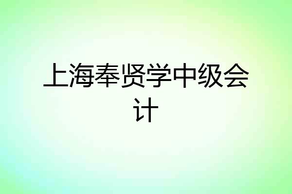 上海奉贤学中级会计