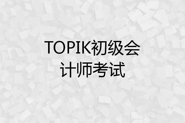 TOPIK初级会计师考试