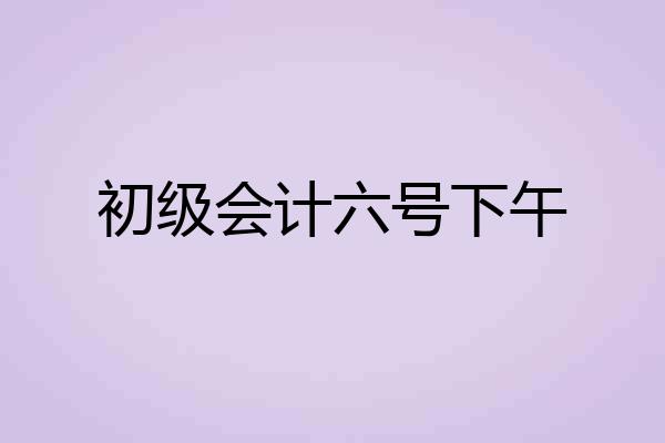 初级会计六号下午