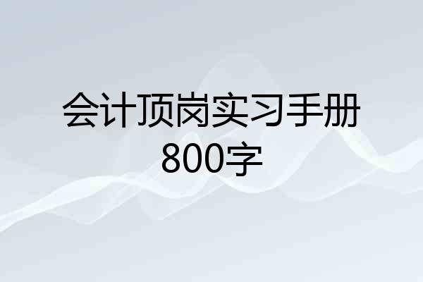 会计顶岗实习手册800字