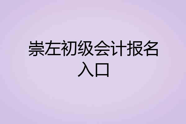崇左初级会计报名入口