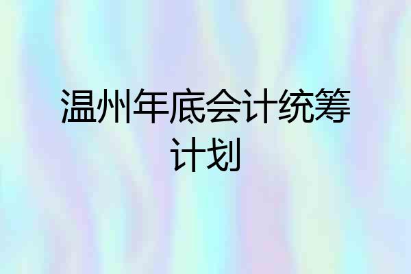 温州年底会计统筹计划