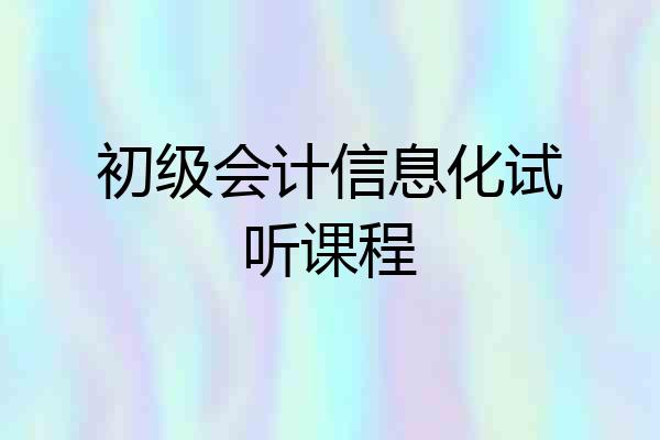 初级会计信息化试听课程