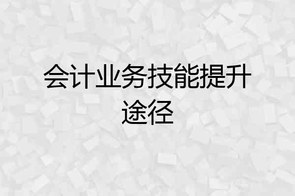 会计业务技能提升途径