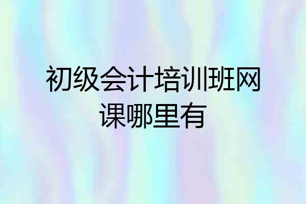 初级会计培训班网课哪里有