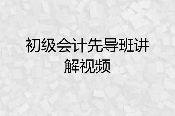 初级会计先导班讲解视频