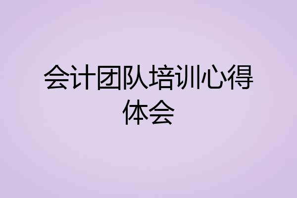 会计团队培训心得体会