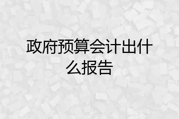 政府预算会计出什么报告