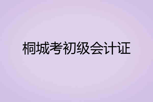 桐城考初级会计证