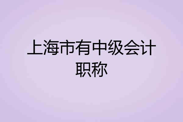 上海市有中级会计职称
