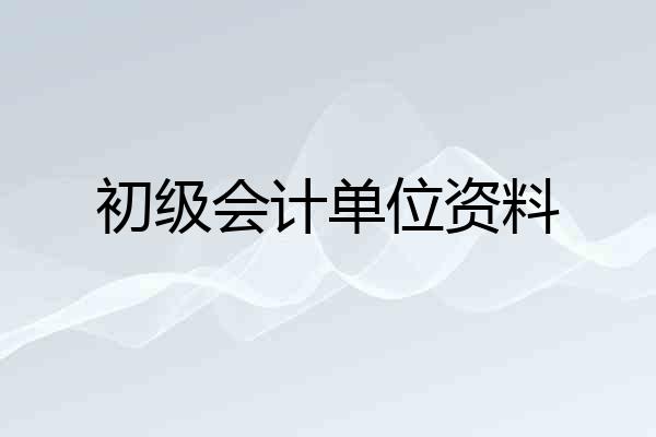 初级会计单位资料