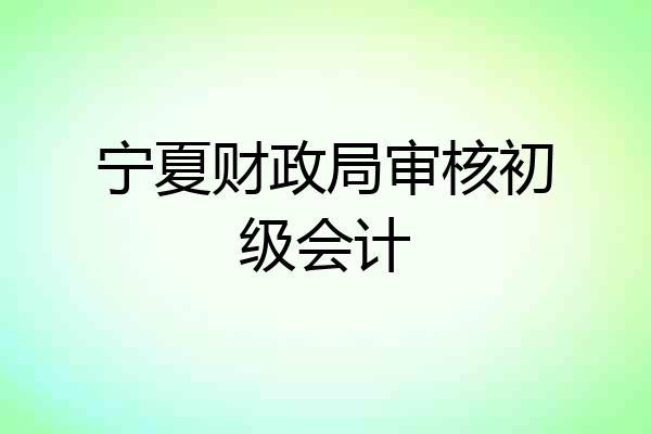 宁夏财政局审核初级会计