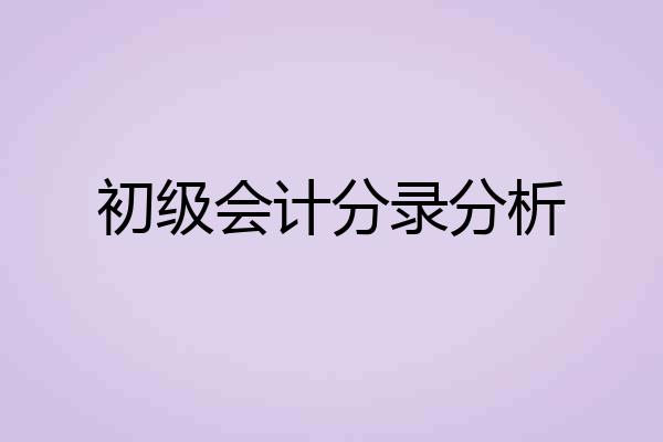 初级会计分录分析