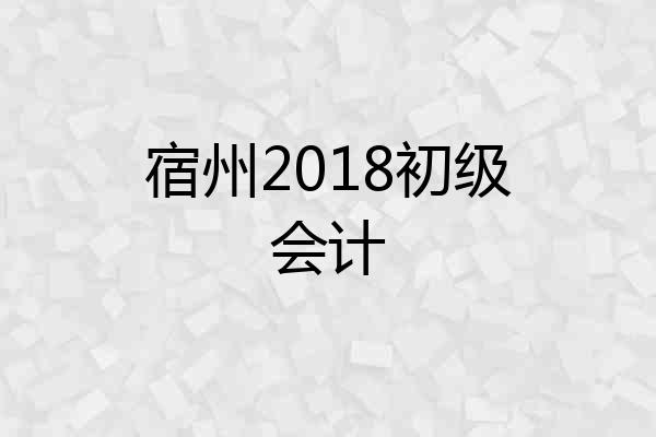 宿州2018初级会计