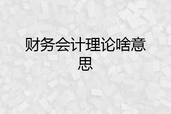 财务会计理论啥意思
