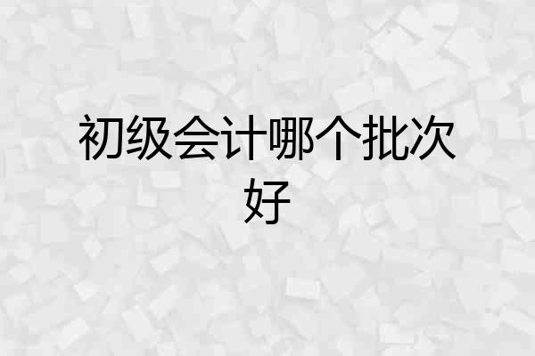 初级会计哪个批次好