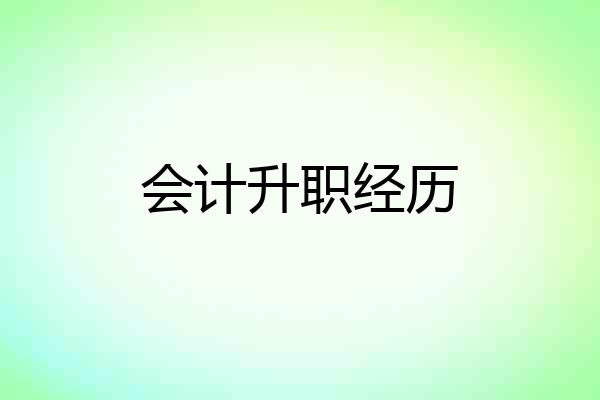 会计升职经历