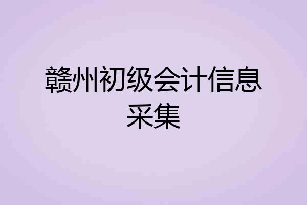 赣州初级会计信息采集