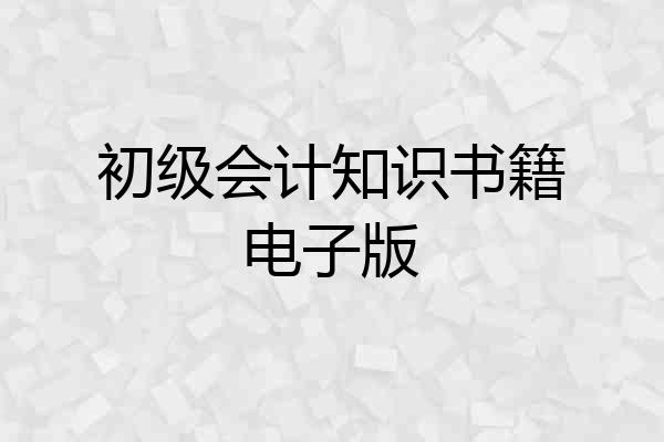 初级会计知识书籍电子版