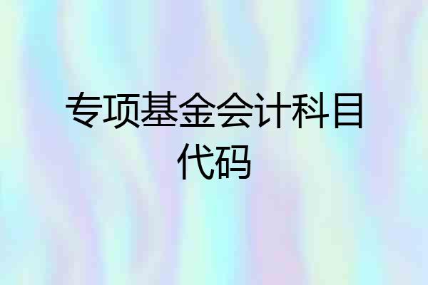 专项基金会计科目代码