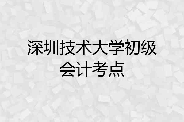 深圳技术大学初级会计考点