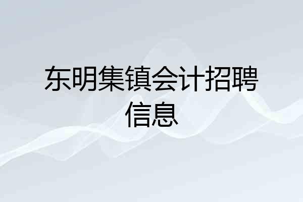 东明集镇会计招聘信息