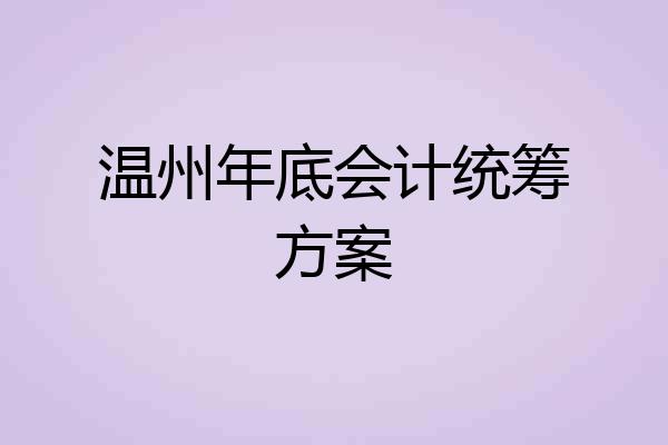 温州年底会计统筹方案