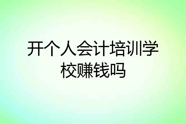 开个人会计培训学校赚钱吗