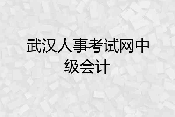 武汉人事考试网中级会计