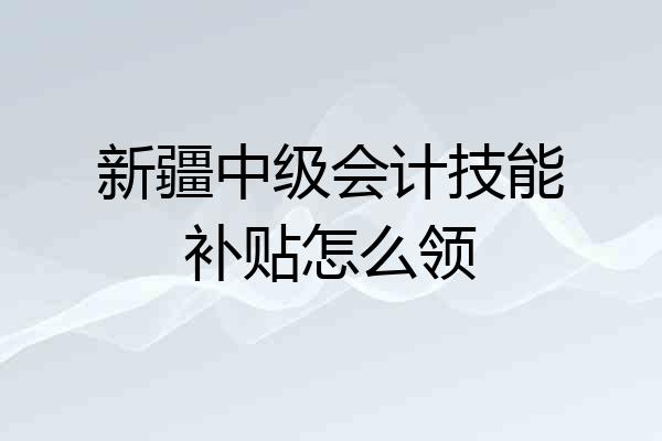 新疆中级会计技能补贴怎么领