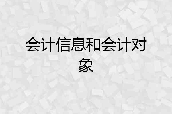 会计信息和会计对象