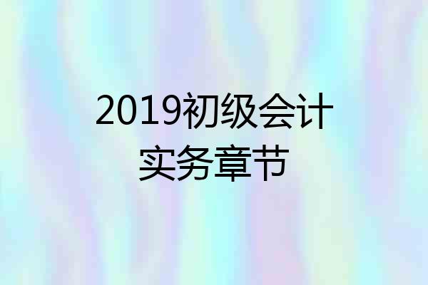 2019初级会计实务章节