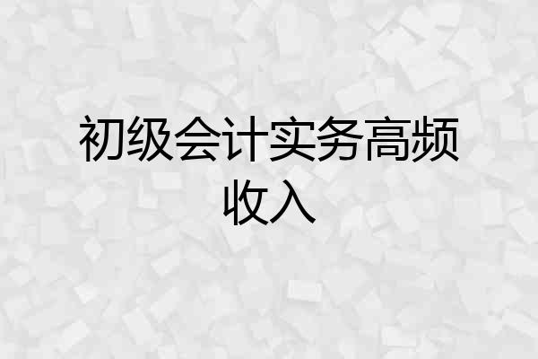 初级会计实务高频收入