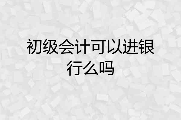 初级会计可以进银行么吗