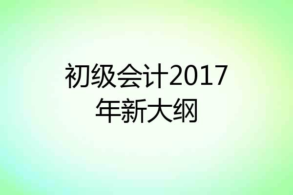 初级会计2017年新大纲
