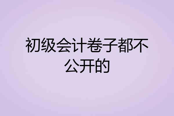 初级会计卷子都不公开的