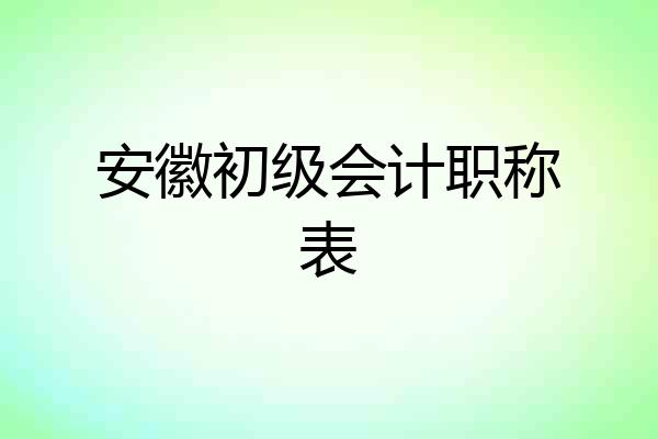 安徽初级会计职称表