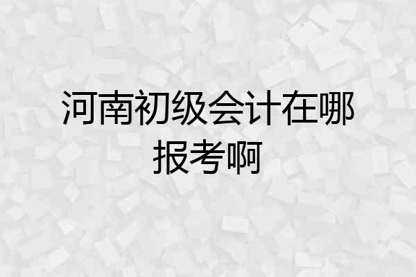 河南初级会计在哪报考啊