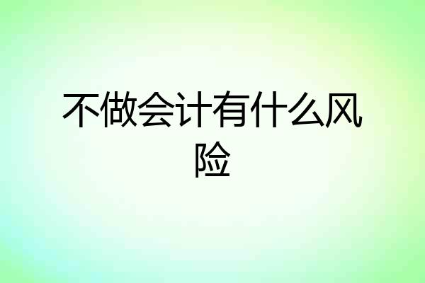 不做会计有什么风险