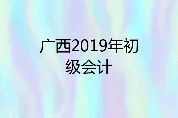 广西2019年初级会计