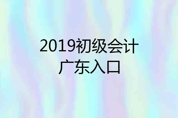 2019初级会计广东入口