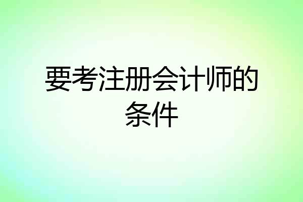 要考注册会计师的条件