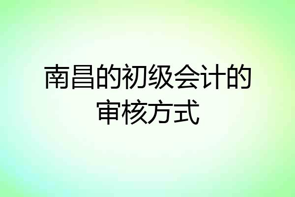 南昌的初级会计的审核方式