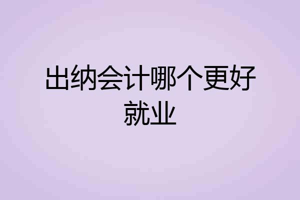 出纳会计哪个更好就业
